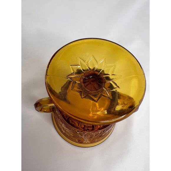 Amber Chalice Glass Tea/Water Pedestal Goblet With Handles - Picture 5 of 5
